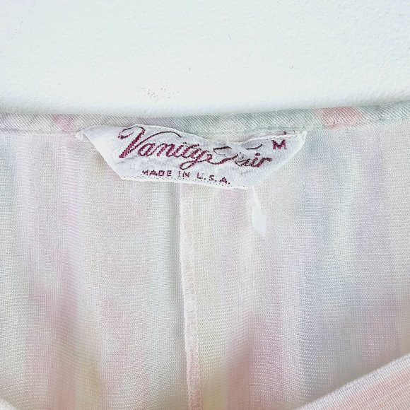 Vintage Vanity Fair Striped V-Neck Spaghetti Strap Silky Night Gown, USA, Sz M - Picture 5 of 8